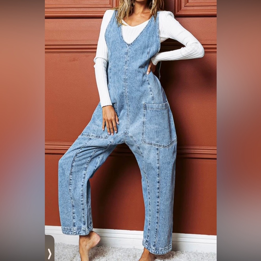 Women's Light Blue Denim Jumpsuit